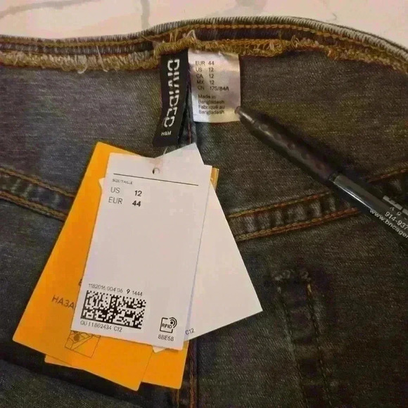 NWT Divided H&M Womens Split Maxi Stretch Jean Skirt Gray Size 12 - Picture 6 of 8